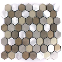 Mosaikfliesen Glas Alu Angela Hexagon Braun Silber 9 Mosaikfliesen Glas Alu Angela Hexagon Braun Silber -Mosafil Shop mosaikfliesen glas alu angela hexagon braun silber 4 30