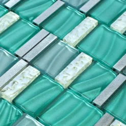 Mosaikfliesen Glas Aluminium Grün Silber Mix -Mosafil Shop mosaikfliesen glas aluminium gruen silber mix 2 80
