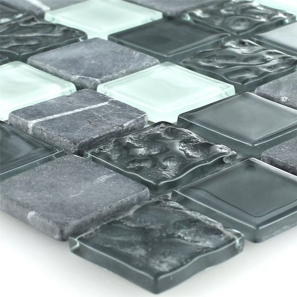 Mosaikfliesen Glas Marmor Grau 25x25x4mm 3 Mosaikfliesen Glas Marmor Grau 25x25x4mm