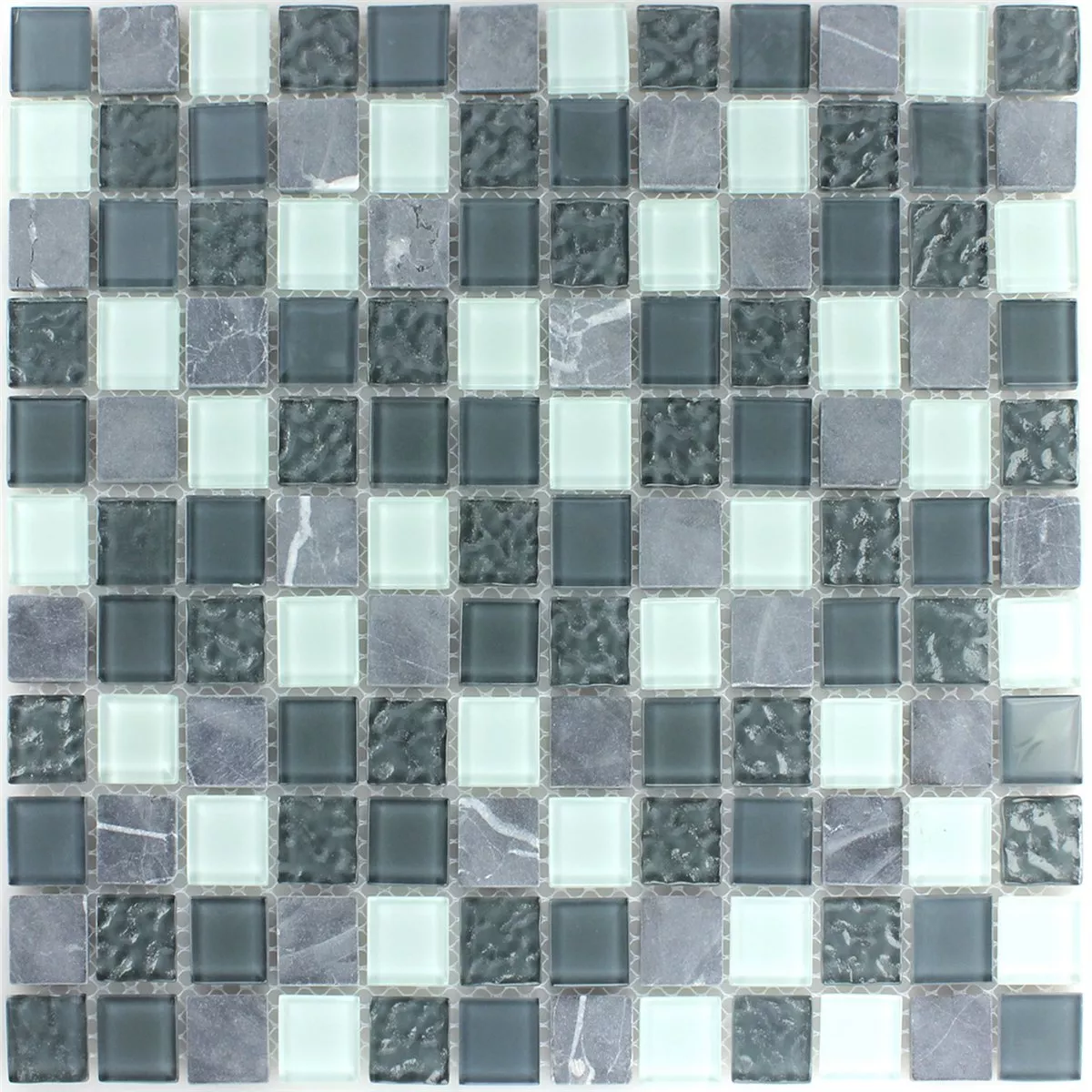Mosaikfliesen Glas Marmor Grau 25x25x4mm 6 Mosaikfliesen Glas Marmor Grau 25x25x4mm – Bild 4