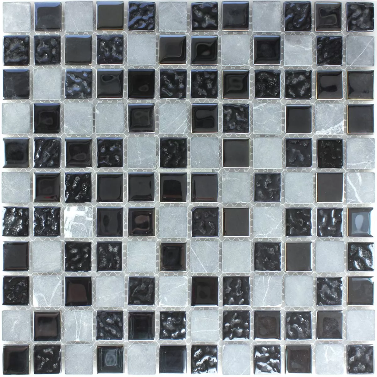 Mosaikfliesen Glas Marmor Schwarz Grau 6 Mosaikfliesen Glas Marmor Schwarz Grau – Bild 4