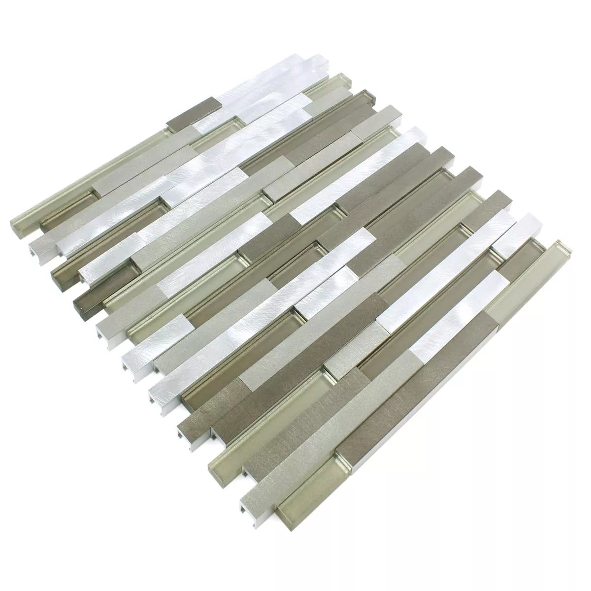Mosaikfliesen Glas Metall Margariti Braun Silber 5 Mosaikfliesen Glas Metall Margariti Braun Silber – Bild 3