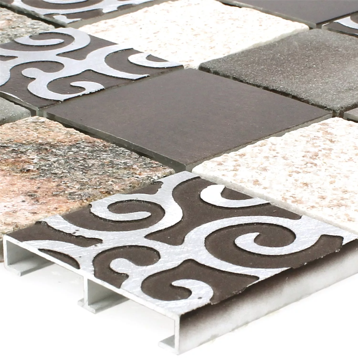 Mosaikfliesen Glas Naturstein Aluminium Valdivia Braun 3 Mosaikfliesen Glas Naturstein Aluminium Valdivia Braun