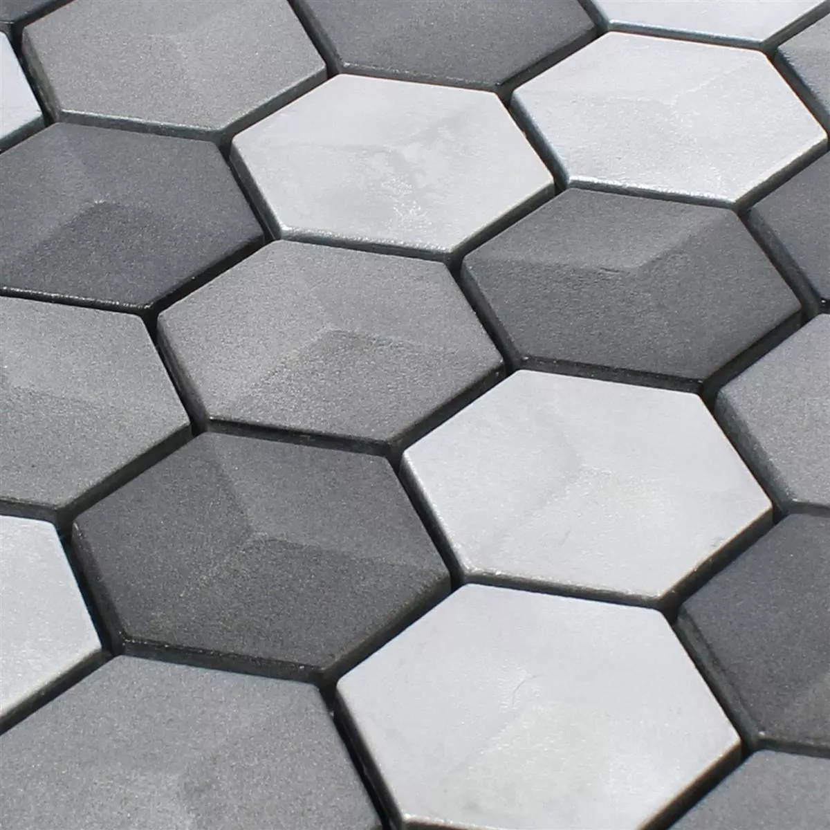 Mosaikfliesen Hexagon Kandilo Schwarz Silber 4 Mosaikfliesen Hexagon Kandilo Schwarz Silber – Bild 2