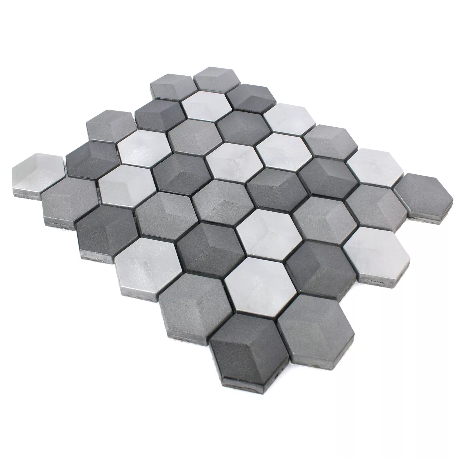 Mosaikfliesen Hexagon Kandilo Schwarz Silber 5 Mosaikfliesen Hexagon Kandilo Schwarz Silber – Bild 3