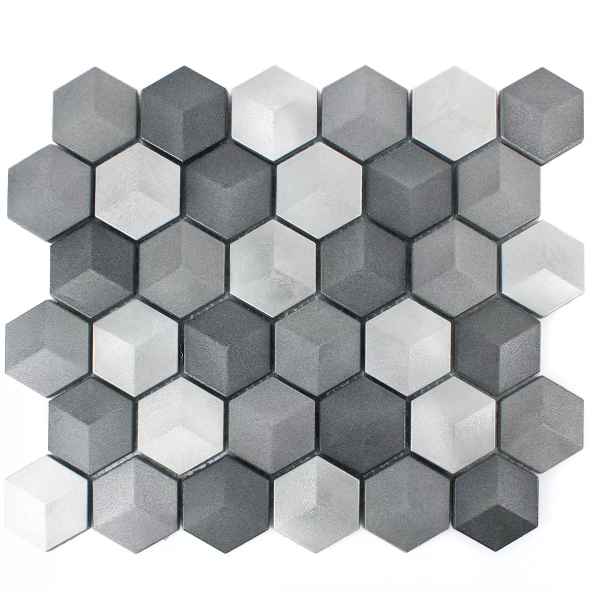 Mosaikfliesen Hexagon Kandilo Schwarz Silber 6 Mosaikfliesen Hexagon Kandilo Schwarz Silber – Bild 4