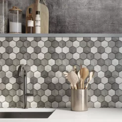 Mosaikfliesen Hexagon Kandilo Schwarz Silber 11 Mosaikfliesen Hexagon Kandilo Schwarz Silber -Mosafil Shop mosaikfliesen hexagon kandilo schwarz silber 5 5