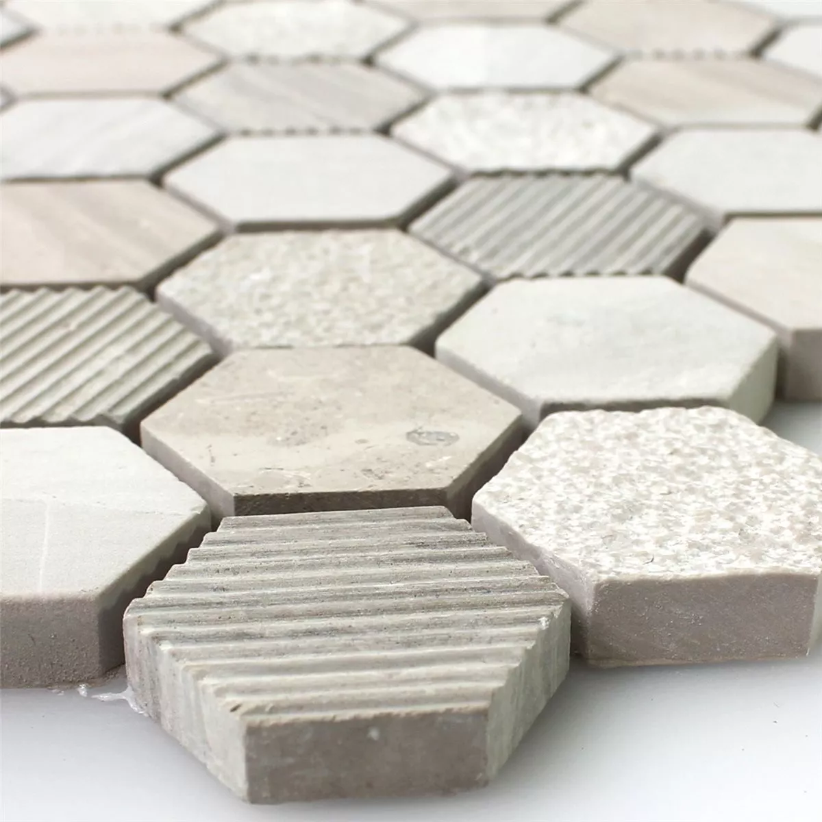 Mosaikfliesen Hexagon Naturstein Beige Braun 3 Mosaikfliesen Hexagon Naturstein Beige Braun