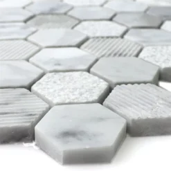 Mosaikfliesen Hexagon Naturstein Carrara Weiss