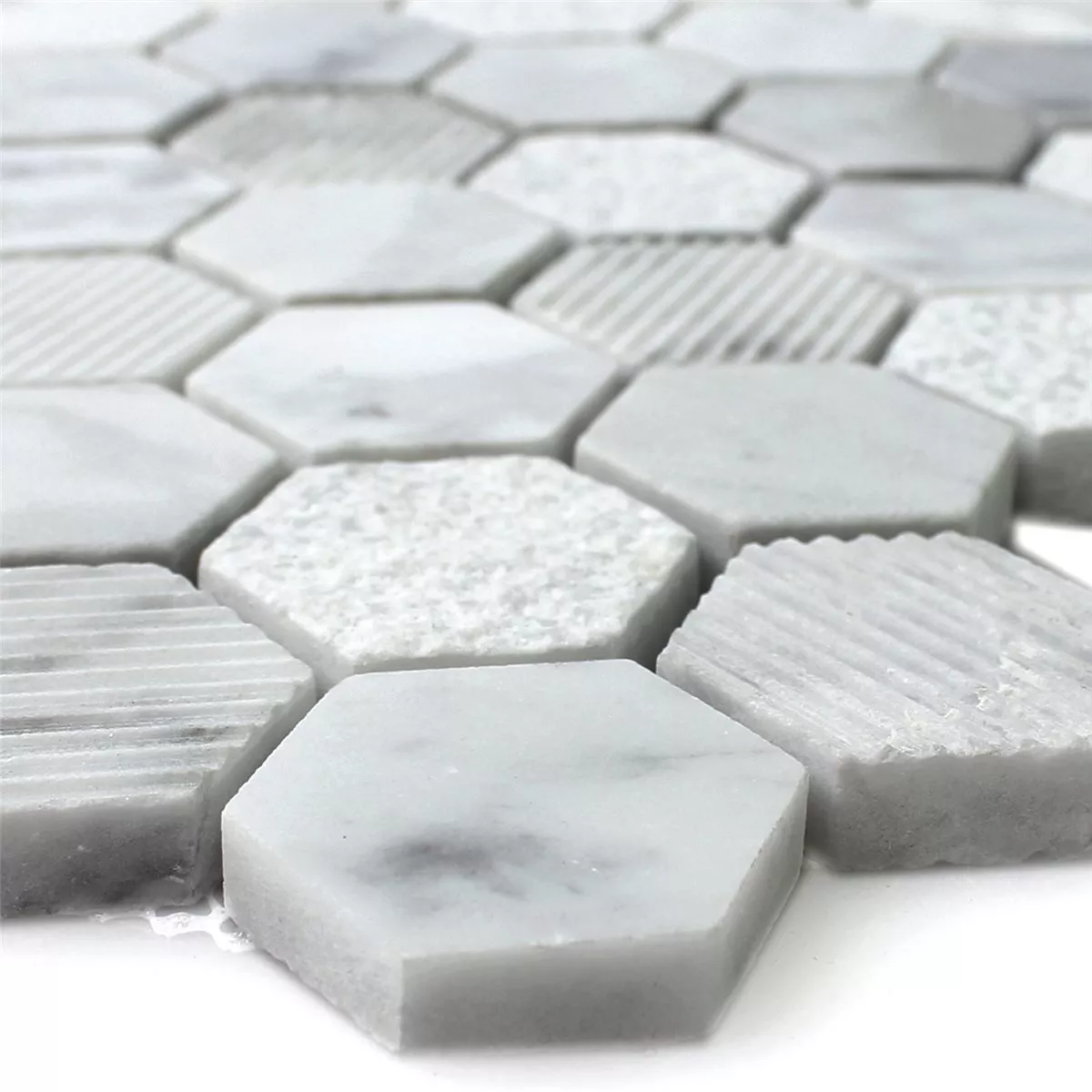 Mosaikfliesen Hexagon Naturstein Carrara Weiss 3 Mosaikfliesen Hexagon Naturstein Carrara Weiss