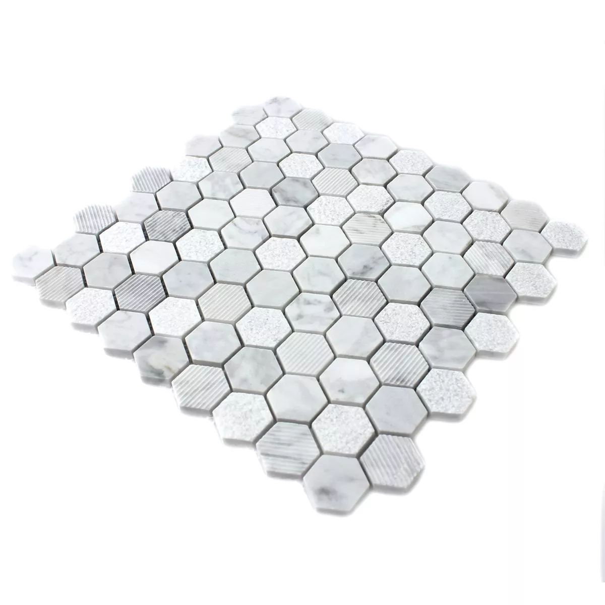 Mosaikfliesen Hexagon Naturstein Carrara Weiss 5 Mosaikfliesen Hexagon Naturstein Carrara Weiss – Bild 3