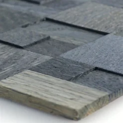 Mosaikfliesen Holz Paris Selbstklebend 3D Dunkelgrau