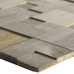 Mosaikfliesen Holz Paris Selbstklebend 3D Grau