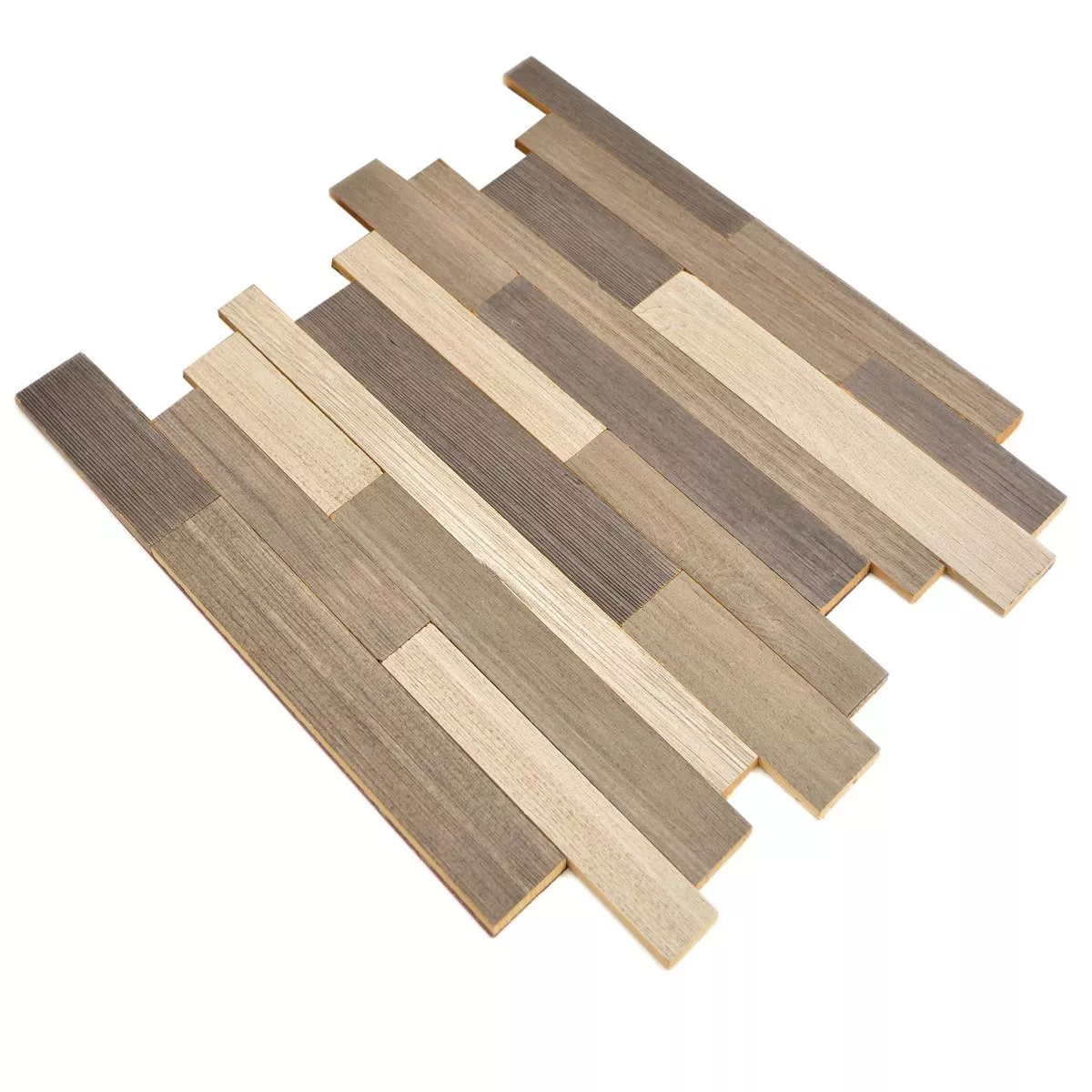 Mosaikfliesen Holz Paris Selbstklebend Braun Beige 4 Mosaikfliesen Holz Paris Selbstklebend Braun Beige – Bild 2