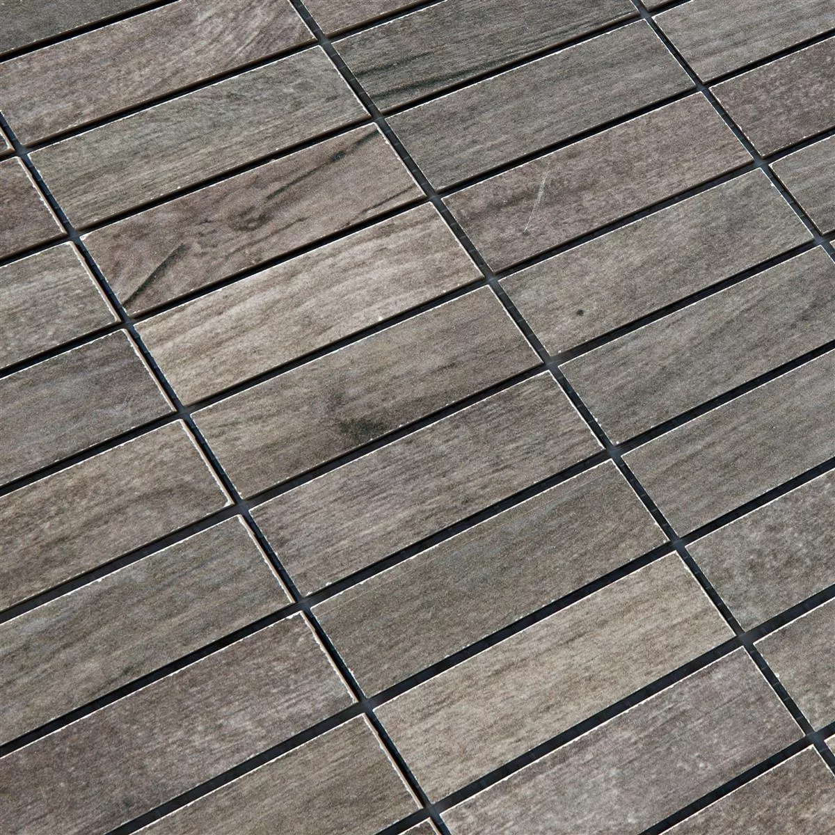 Mosaikfliesen Holzoptik Feinsteinzeug Emparrado Grau 4 Mosaikfliesen Holzoptik Feinsteinzeug Emparrado Grau – Bild 2