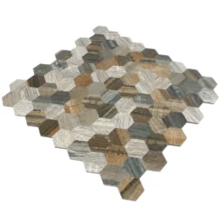 Mosaikfliesen Holzoptik Metall Hexagon Selbstklebend Morelia -Mosafil Shop mosaikfliesen holzoptik metall hexagon selbstklebend morelia 3 14