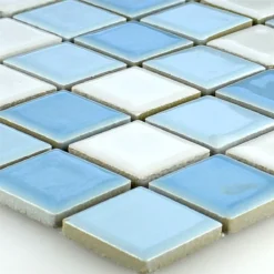 Mosaikfliesen Keramik Bodaway Blau Weiss 25x25x5mm