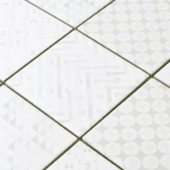 Alternative view of Mosaikfliesen Keramik Campeche Zement Optik Geo Weiss