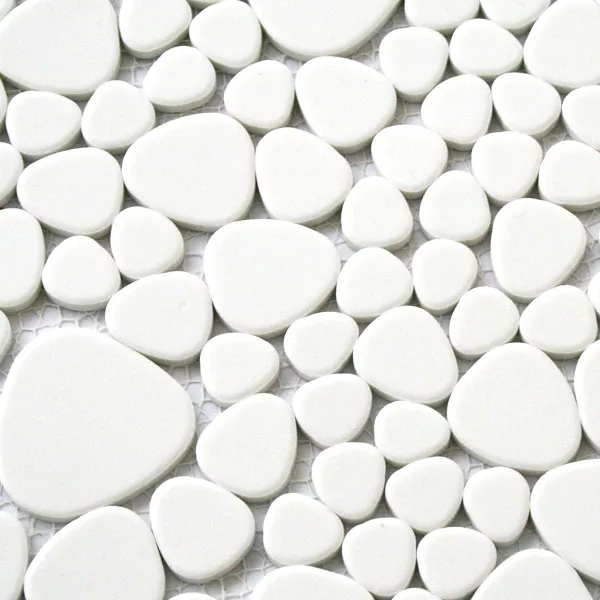 Mosaikfliesen Keramik Flusskiesel Optik Weiss Glänzend 4 Mosaikfliesen Keramik Flusskiesel Optik Weiss Glänzend – Bild 2