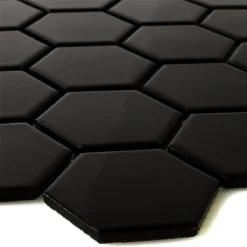 Mosaikfliesen Keramik Hexagon Schwarz Glänzend H51