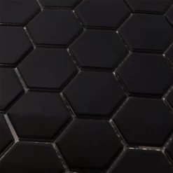 Alternative view of Mosaikfliesen Keramik Hexagon Schwarz Glänzend H51