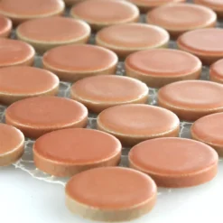 Mosaikfliesen Keramik Knopf Rund Terracotta
