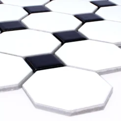 Mosaikfliesen Keramik Octagon Belami Schwarz Weiss