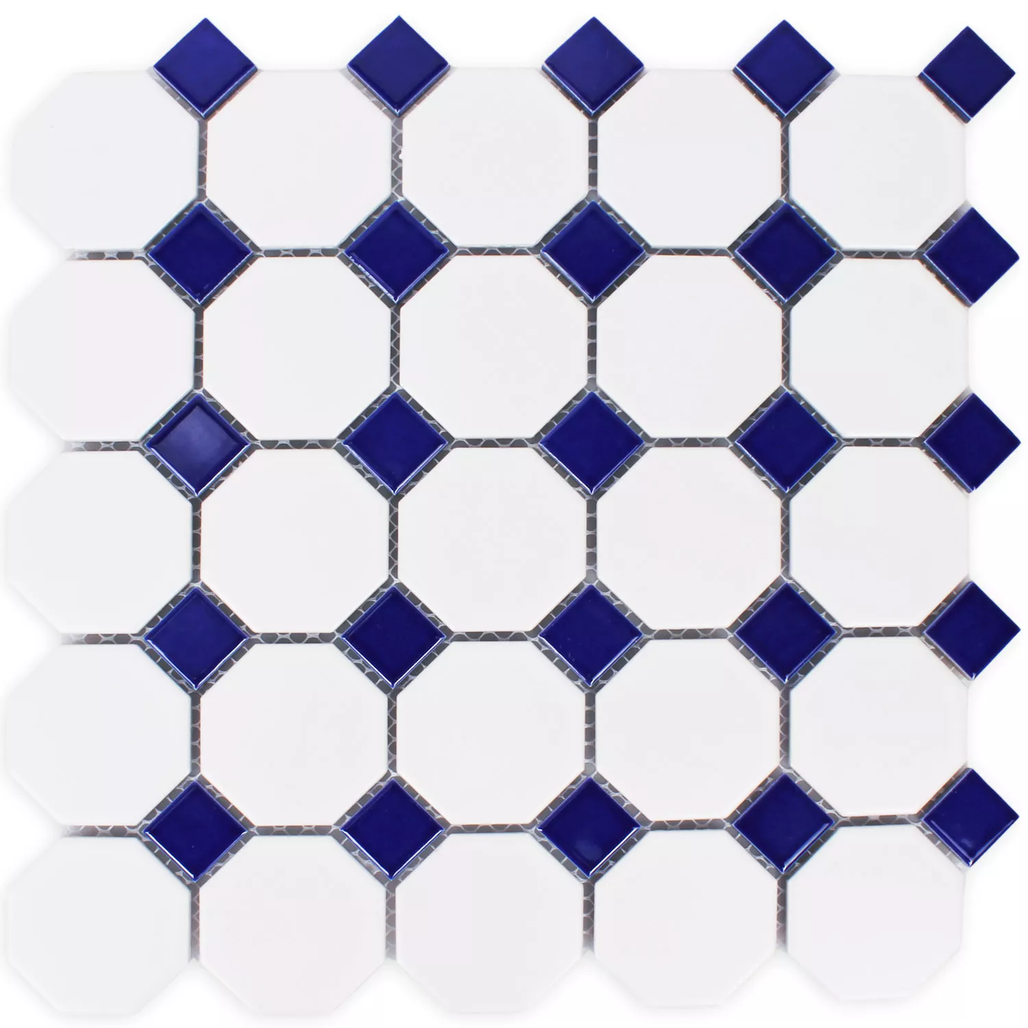 Mosaikfliesen Keramik Octagon Belami Weiss Blau 6 Mosaikfliesen Keramik Octagon Belami Weiss Blau – Bild 4