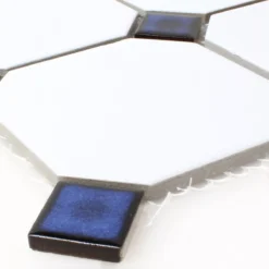 Mosaikfliesen Keramik Octagon Weiss Blau Mix