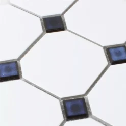 Alternative view of Mosaikfliesen Keramik Octagon Weiss Blau Mix