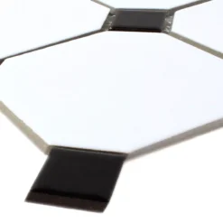 Mosaikfliesen Keramik Octagon Weiss Schwarz Mix