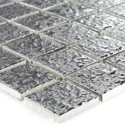 Mosaikfliesen Keramik Sherbrooke Silber Gehämmert