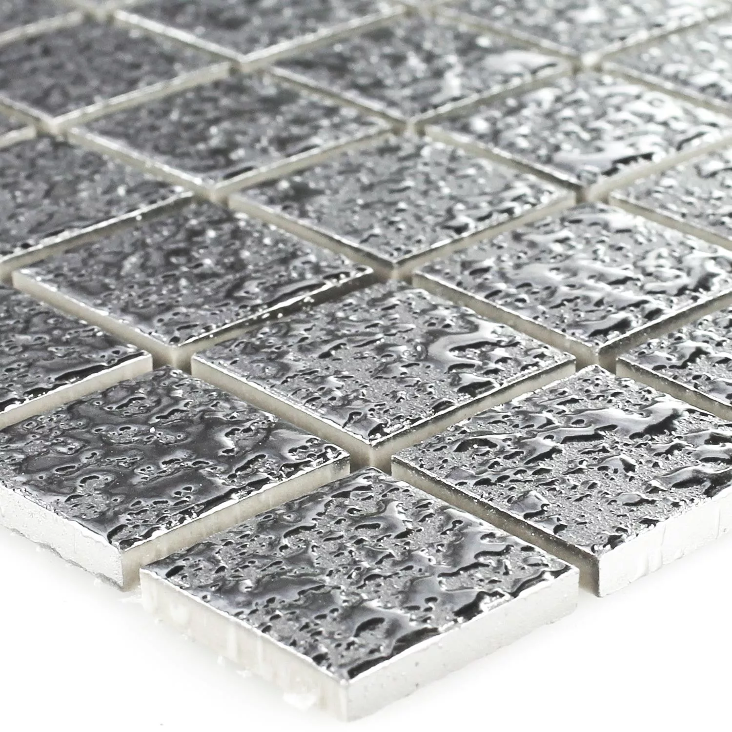 Mosaikfliesen Keramik Sherbrooke Silber Gehämmert 3 Mosaikfliesen Keramik Sherbrooke Silber Gehämmert