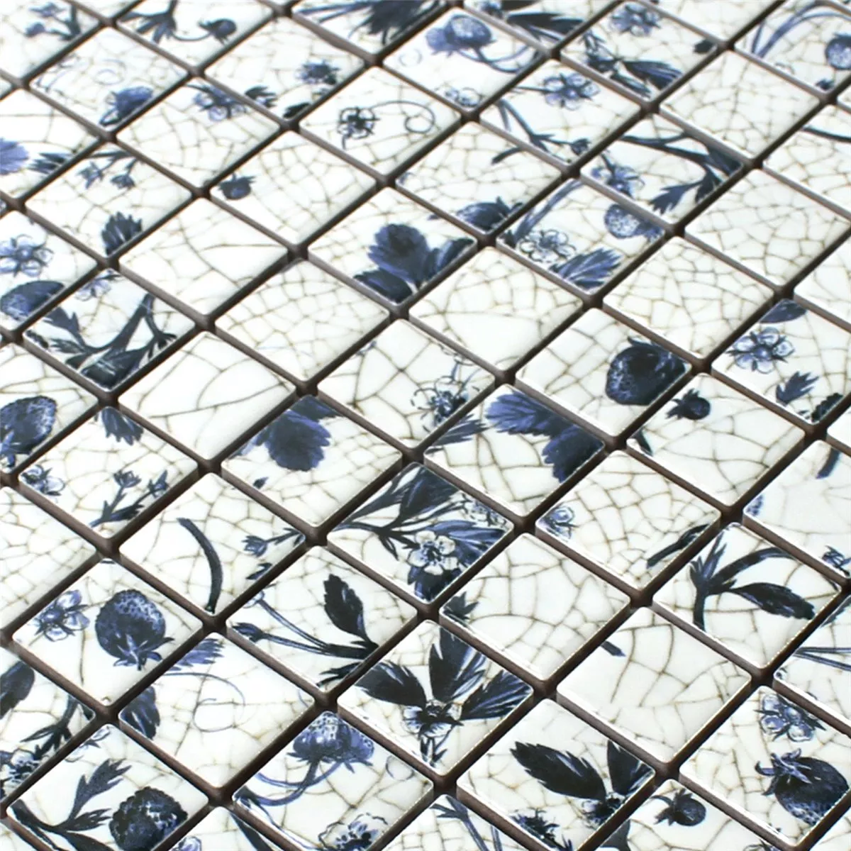 Mosaikfliesen Keramik Strawberry Weiss Blau 4 Mosaikfliesen Keramik Strawberry Weiss Blau – Bild 2