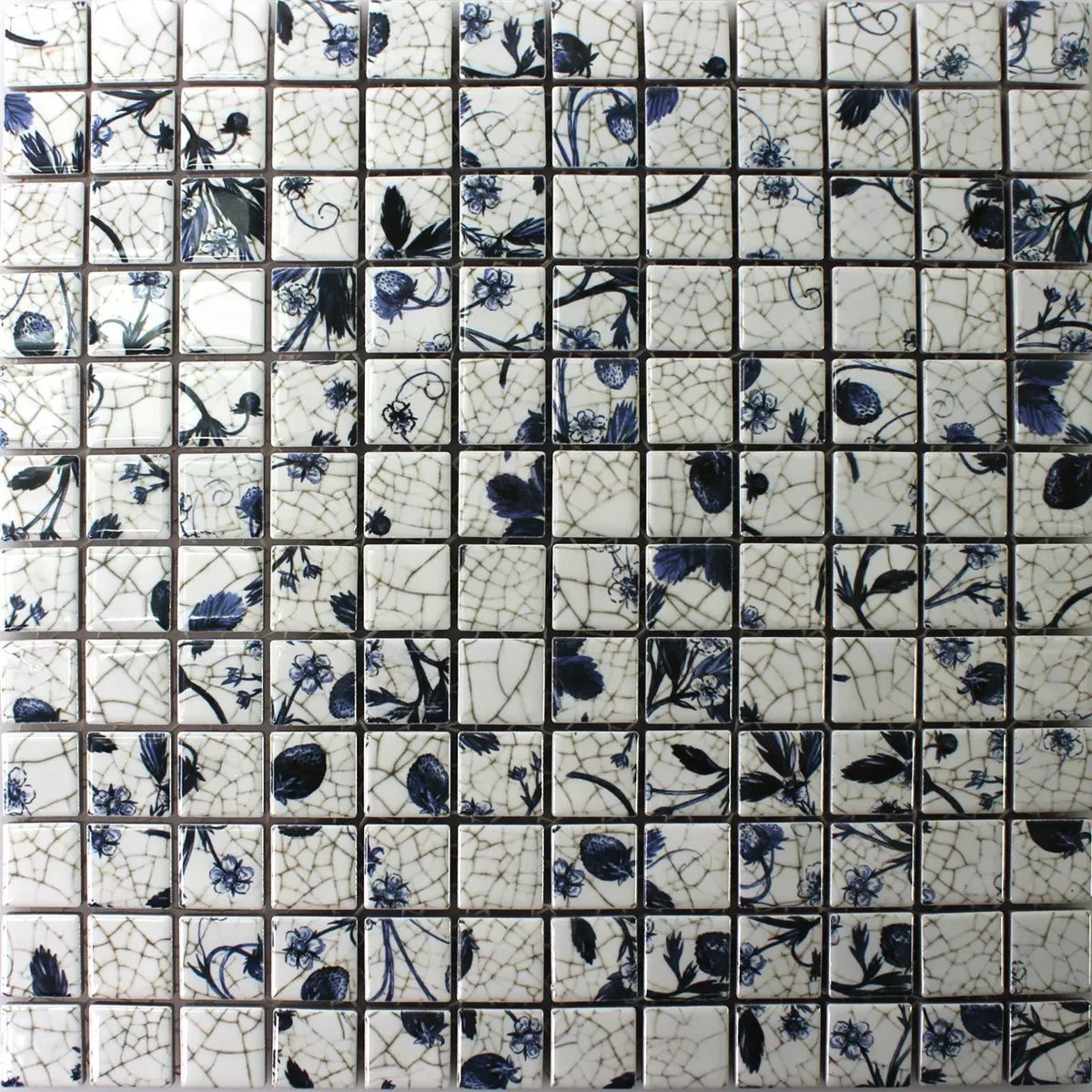 Mosaikfliesen Keramik Strawberry Weiss Blau 6 Mosaikfliesen Keramik Strawberry Weiss Blau – Bild 4