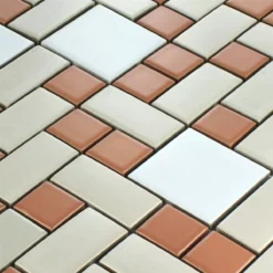Alternative view of Mosaikfliesen Keramik Weiss Beige Terracotta Mix