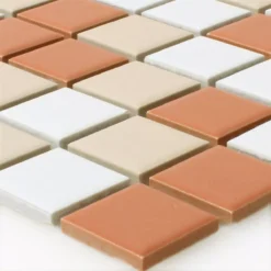 Mosaikfliesen Keramik Weiss Creme Terrakotta Mix