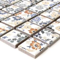 Mosaikfliesen Keramik Weiss Flower