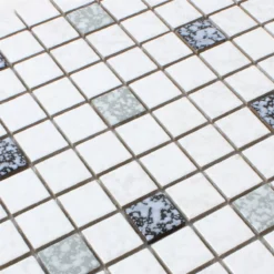 Alternative view of Mosaikfliesen Keramik Weiss Schwarz Gehämmert
