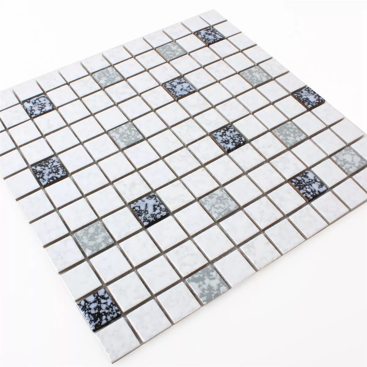 Mosaikfliesen Keramik Weiss Schwarz Gehämmert 5 Mosaikfliesen Keramik Weiss Schwarz Gehämmert – Bild 3