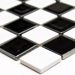 Mosaikfliesen Keramik Yona Schwarz Schachbrett Glänzend