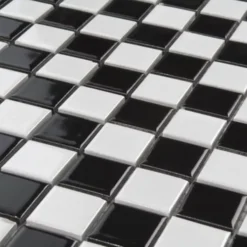 Alternative view of Mosaikfliesen Keramik Yona Schwarz Schachbrett Glänzend
