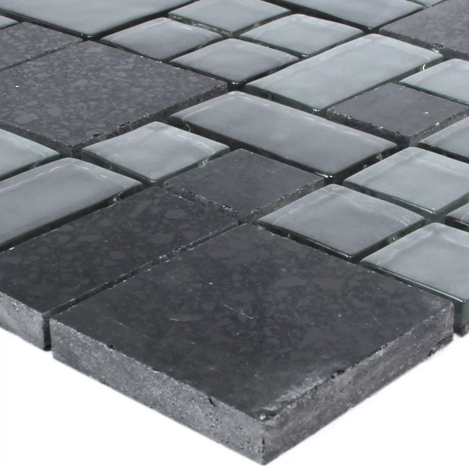 Mosaikfliesen Lauria Glas Kunststein Schwarz 3 Mosaikfliesen Lauria Glas Kunststein Schwarz