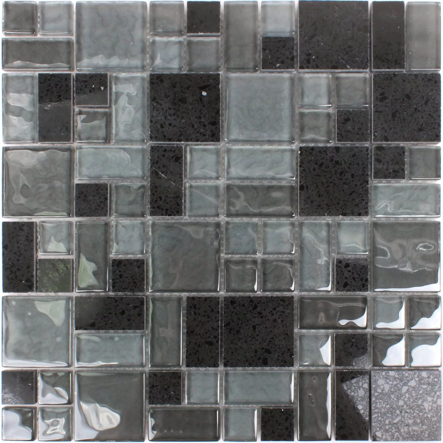 Mosaikfliesen Lauria Glas Kunststein Schwarz 6 Mosaikfliesen Lauria Glas Kunststein Schwarz – Bild 4