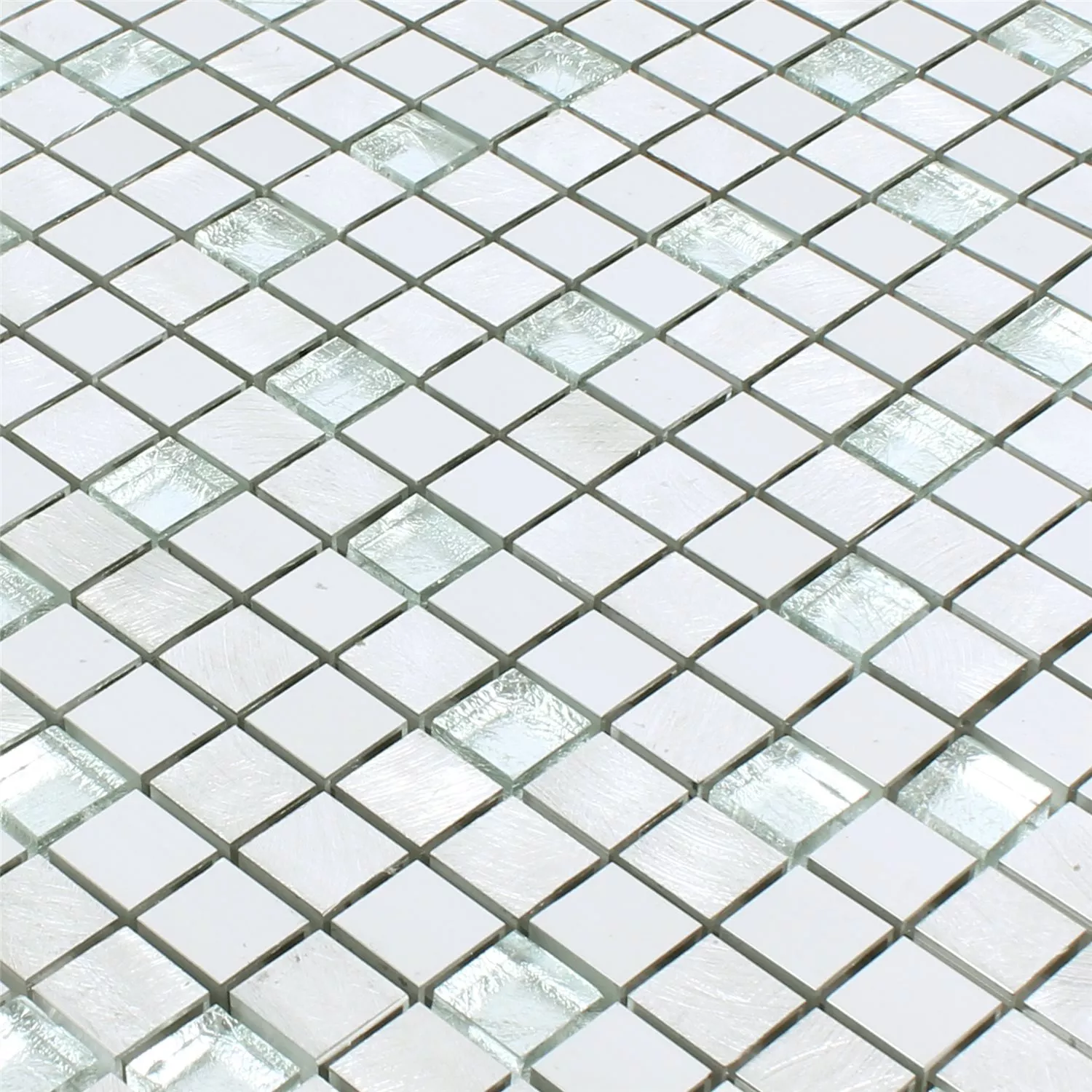 Mosaikfliesen Lissabon Aluminium Glas Mix Silber 4 Mosaikfliesen Lissabon Aluminium Glas Mix Silber – Bild 2