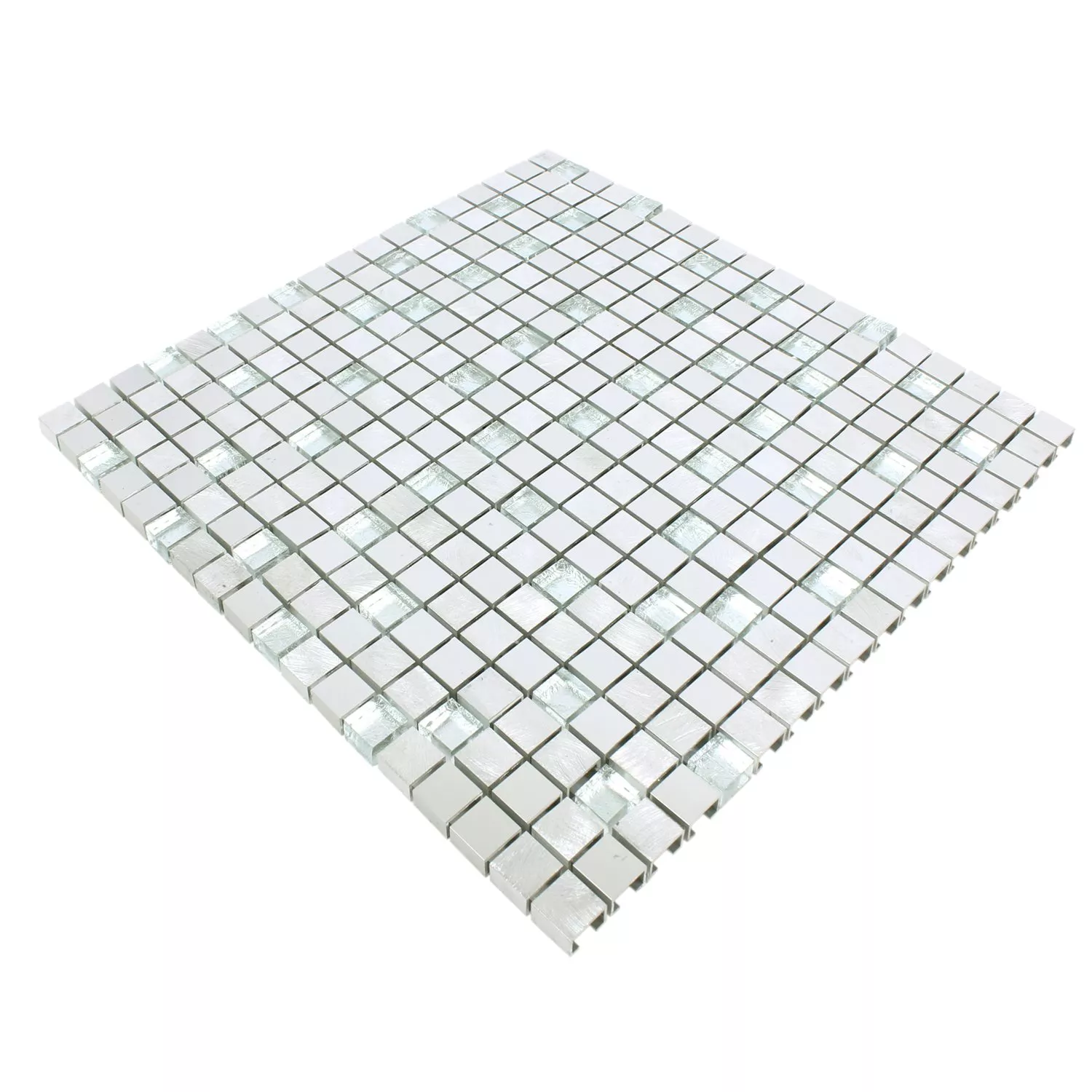 Mosaikfliesen Lissabon Aluminium Glas Mix Silber 5 Mosaikfliesen Lissabon Aluminium Glas Mix Silber – Bild 3