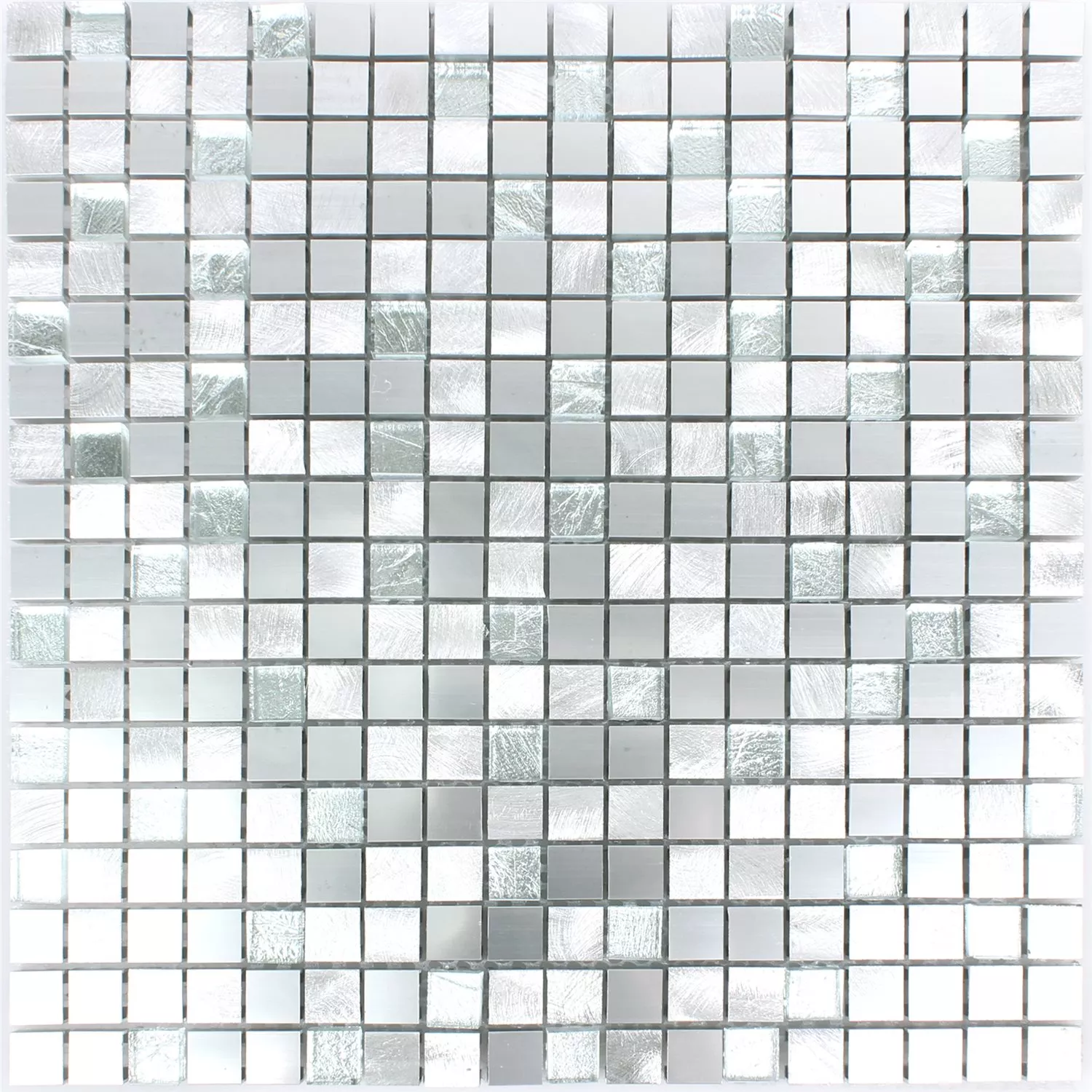 Mosaikfliesen Lissabon Aluminium Glas Mix Silber 6 Mosaikfliesen Lissabon Aluminium Glas Mix Silber – Bild 4