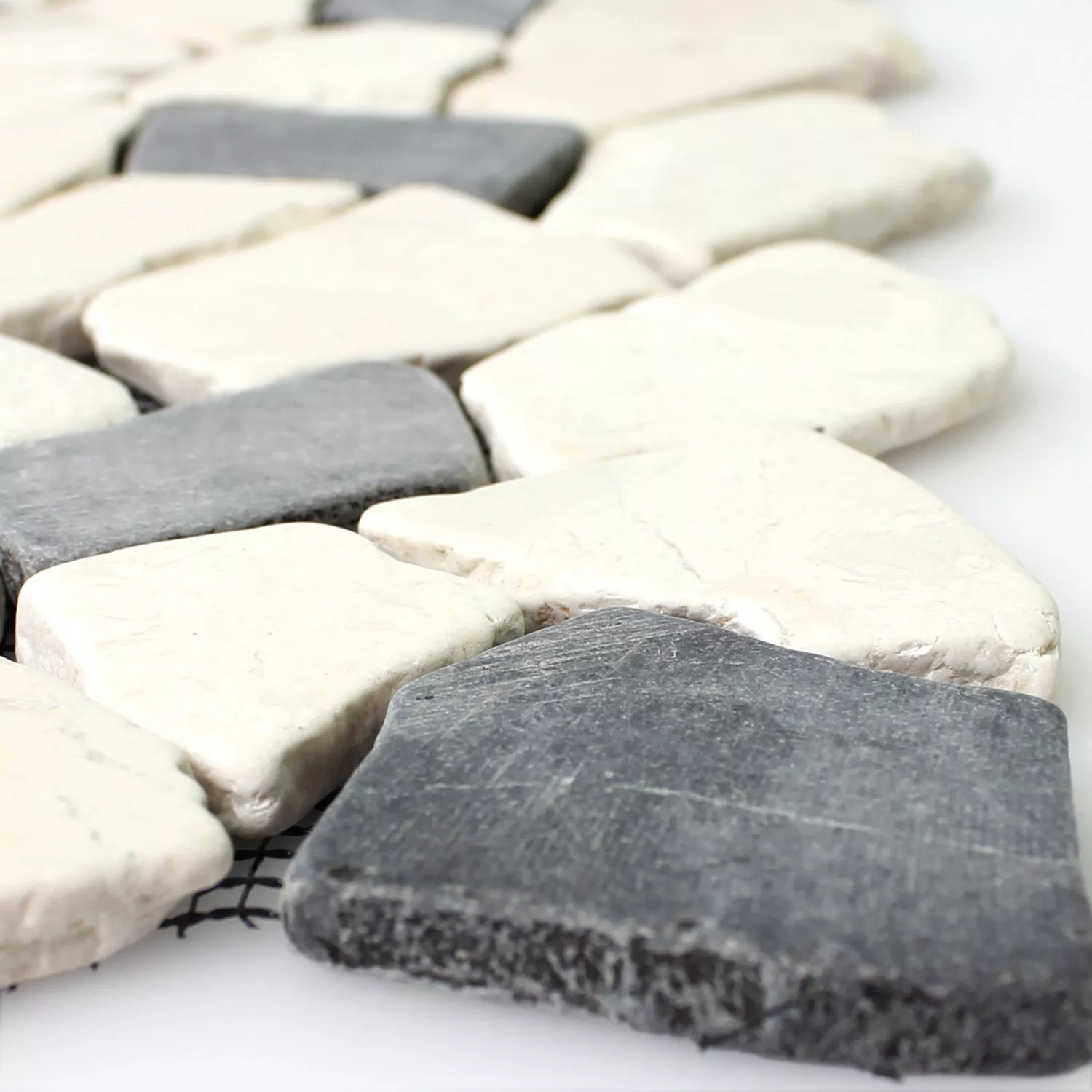 Mosaikfliesen Marmor Bruch Biancone Java 3 Mosaikfliesen Marmor Bruch Biancone Java
