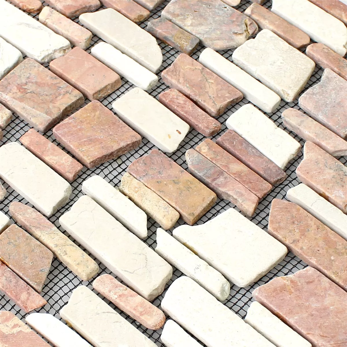 Mosaikfliesen Marmor Naturstein Brick Biancone Rosso 4 Mosaikfliesen Marmor Naturstein Brick Biancone Rosso – Bild 2