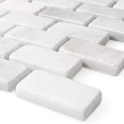 Mosaikfliesen Marmor Naturstein Treviso Brick Weiss